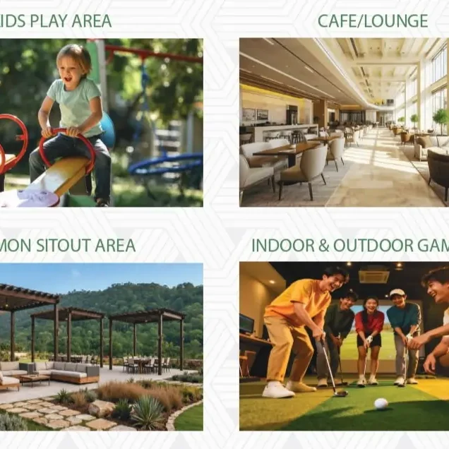 Modern clubhouse, swimming pool, and kids’ play area at Rainbow Meadows Farms.