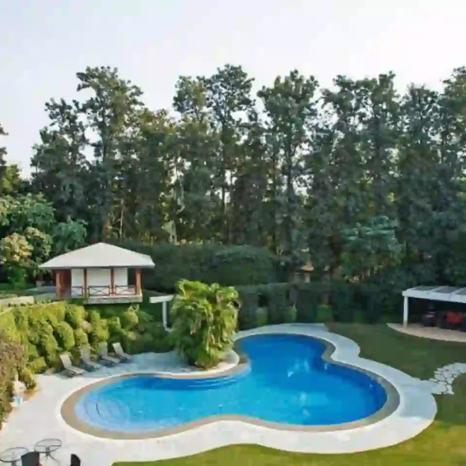 swimming pool with landscape Anahata Farms
